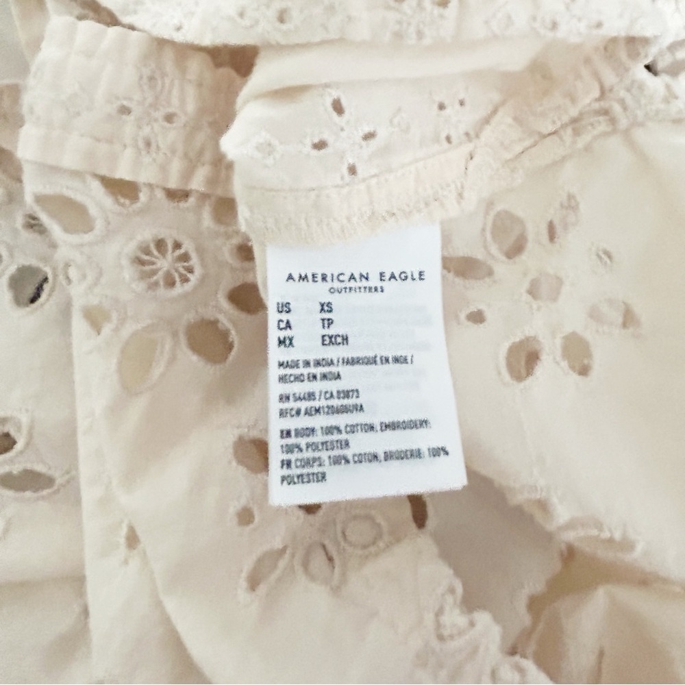 American Eagle Outfitters Beige Eyelet Shirt - Picture 5 of 5